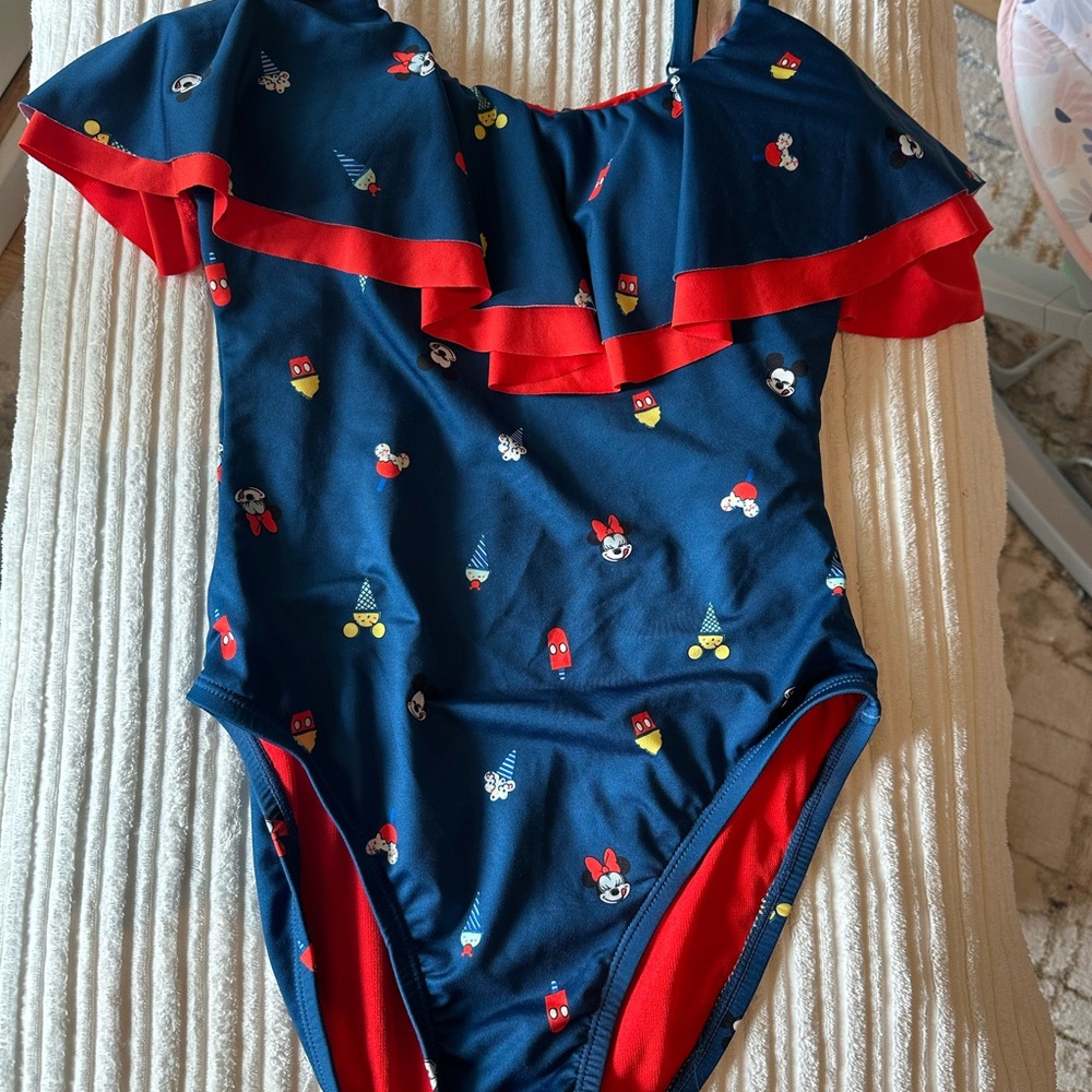 Disney Blue and Red Swimsuit with Character Print
